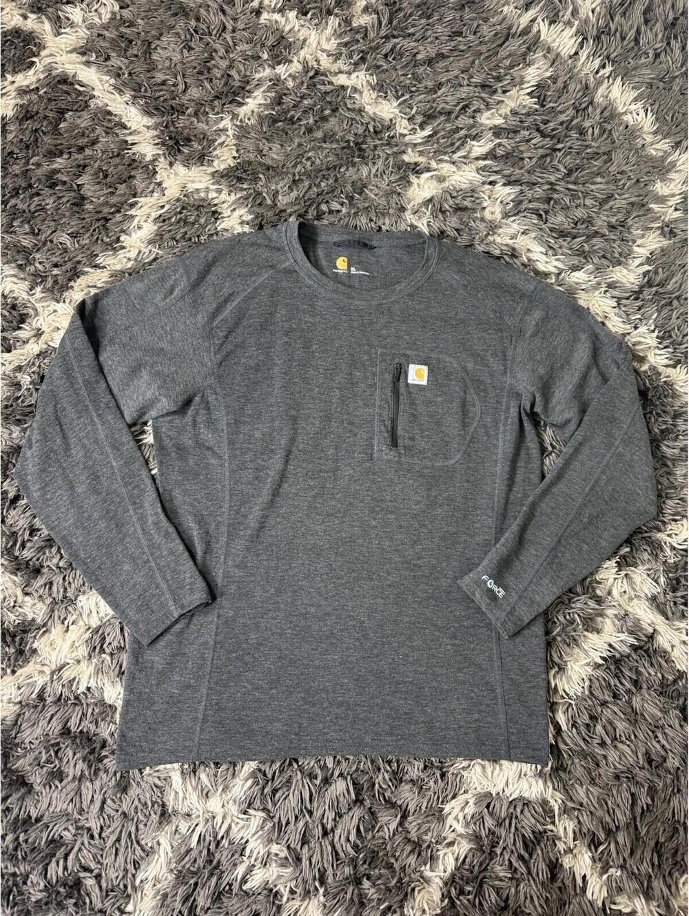 Carhartt Shirt Mens XL Base Force Lightweight Workwear MBL119 Long Sleeve GREY